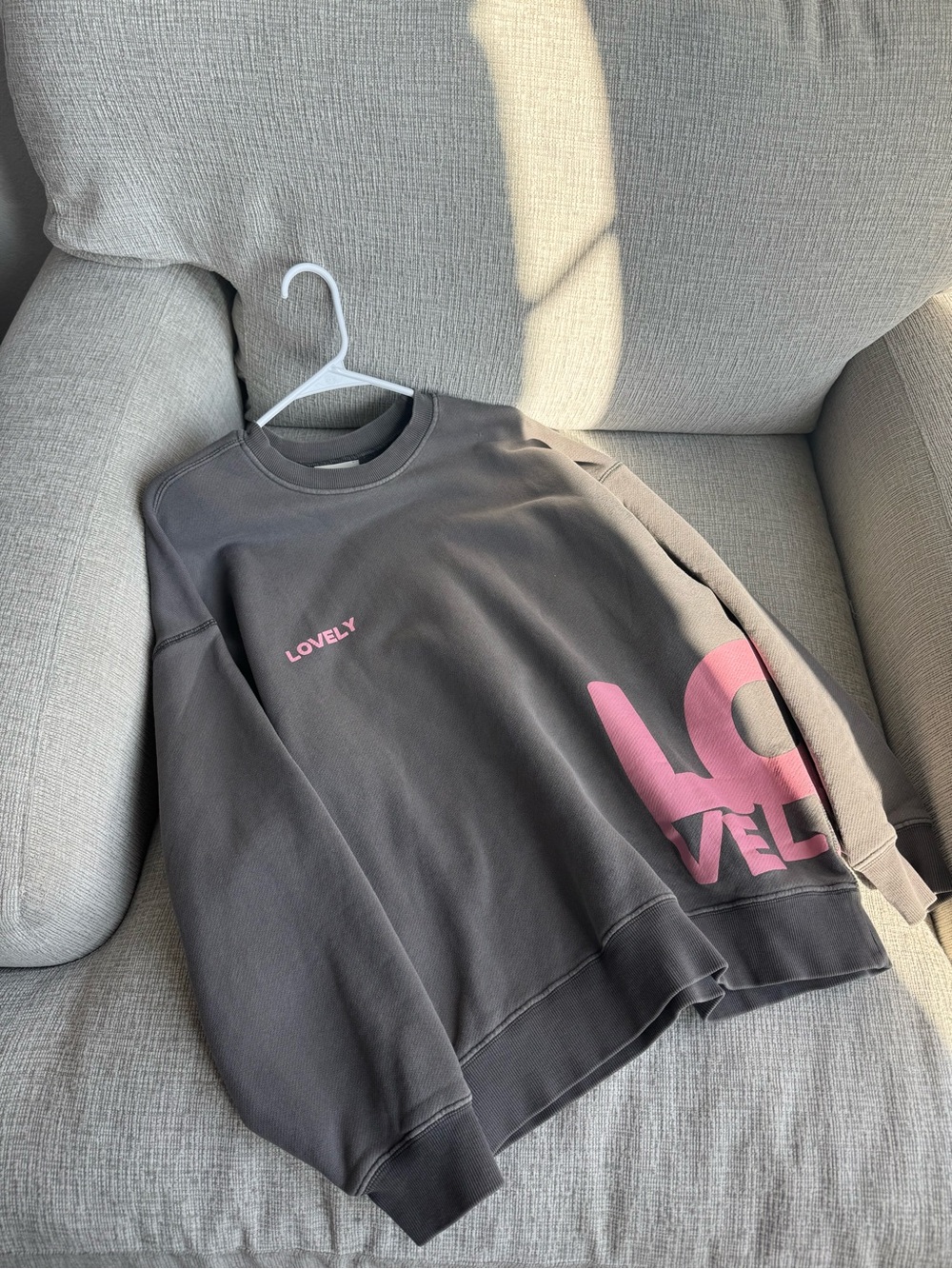 Elwood Gray Crewneck Sweatshirt with Pink Text